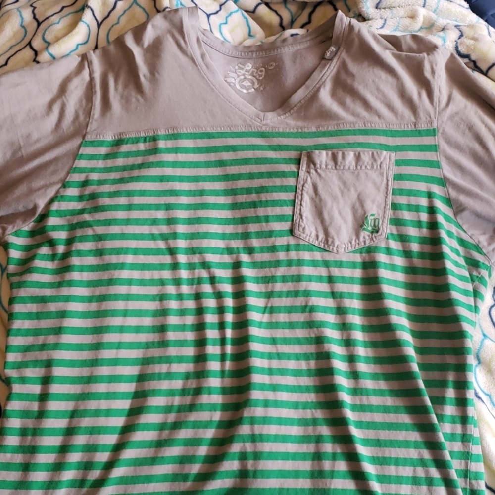 LRG green and gray striped tee-shirt